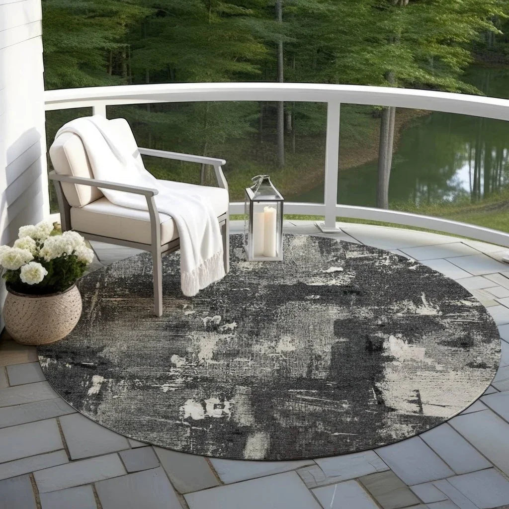 LOOMLAN Rugs Aria Black Washable Indoor-Outdoor Rug