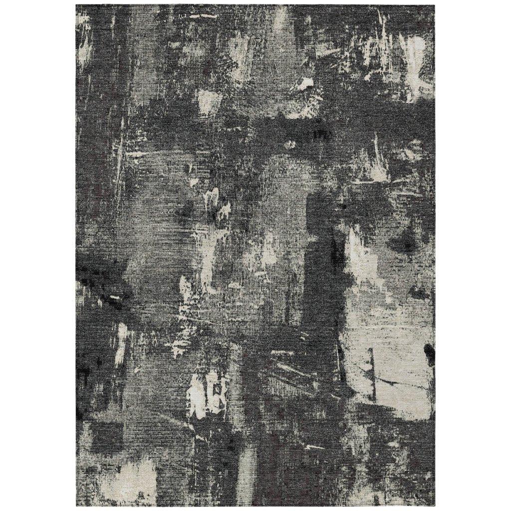 LOOMLAN Rugs Aria Black Washable Indoor-Outdoor Rug