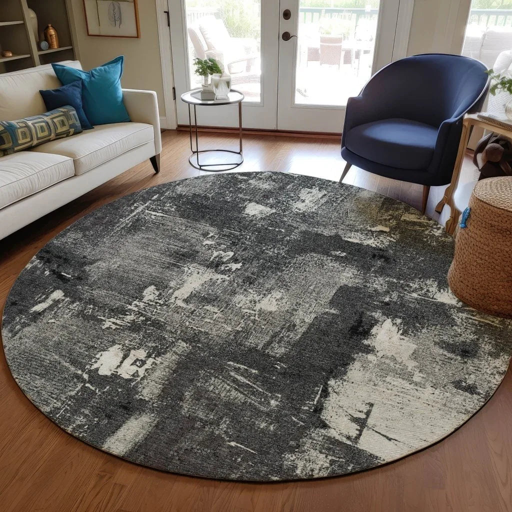 LOOMLAN Rugs Aria Black Washable Indoor-Outdoor Rug