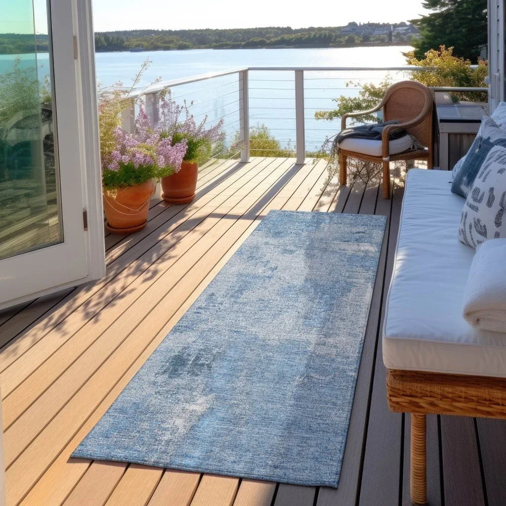 LOOMLAN Rugs Aria Blue Washable Indoor-Outdoor Rug