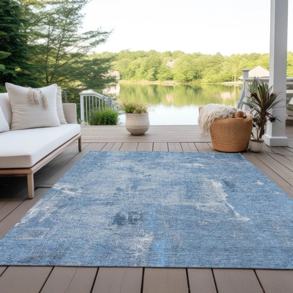 LOOMLAN Rugs Aria Blue Washable Indoor-Outdoor Rug