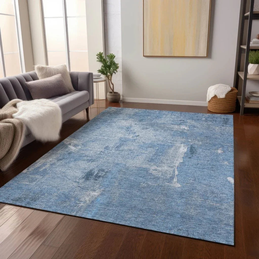 LOOMLAN Rugs Aria Blue Washable Indoor-Outdoor Rug