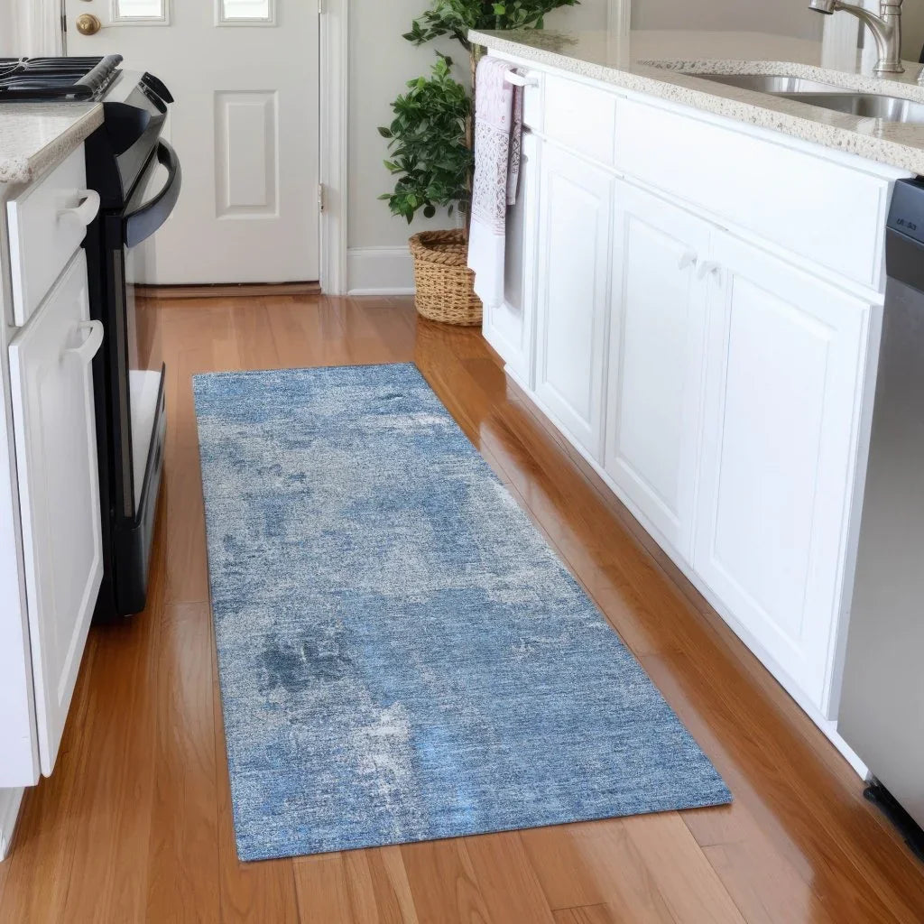 LOOMLAN Rugs Aria Blue Washable Indoor-Outdoor Rug