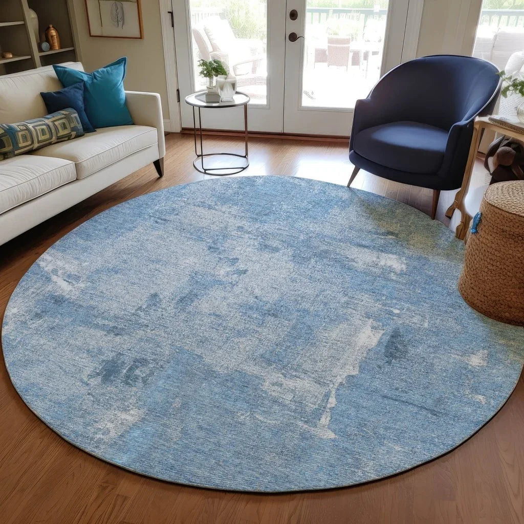 LOOMLAN Rugs Aria Blue Washable Indoor-Outdoor Rug