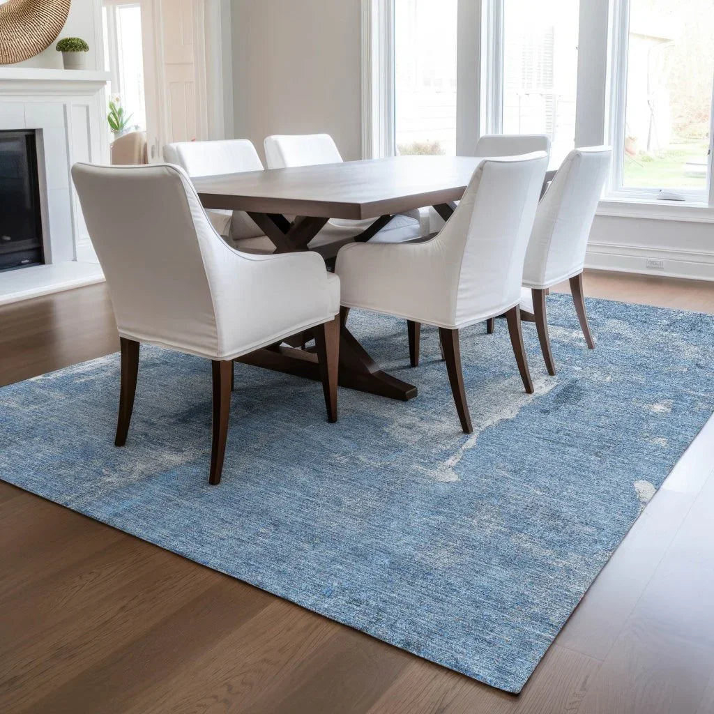 LOOMLAN Rugs Aria Blue Washable Indoor-Outdoor Rug