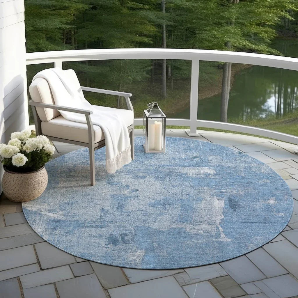 LOOMLAN Rugs Aria Blue Washable Indoor-Outdoor Rug
