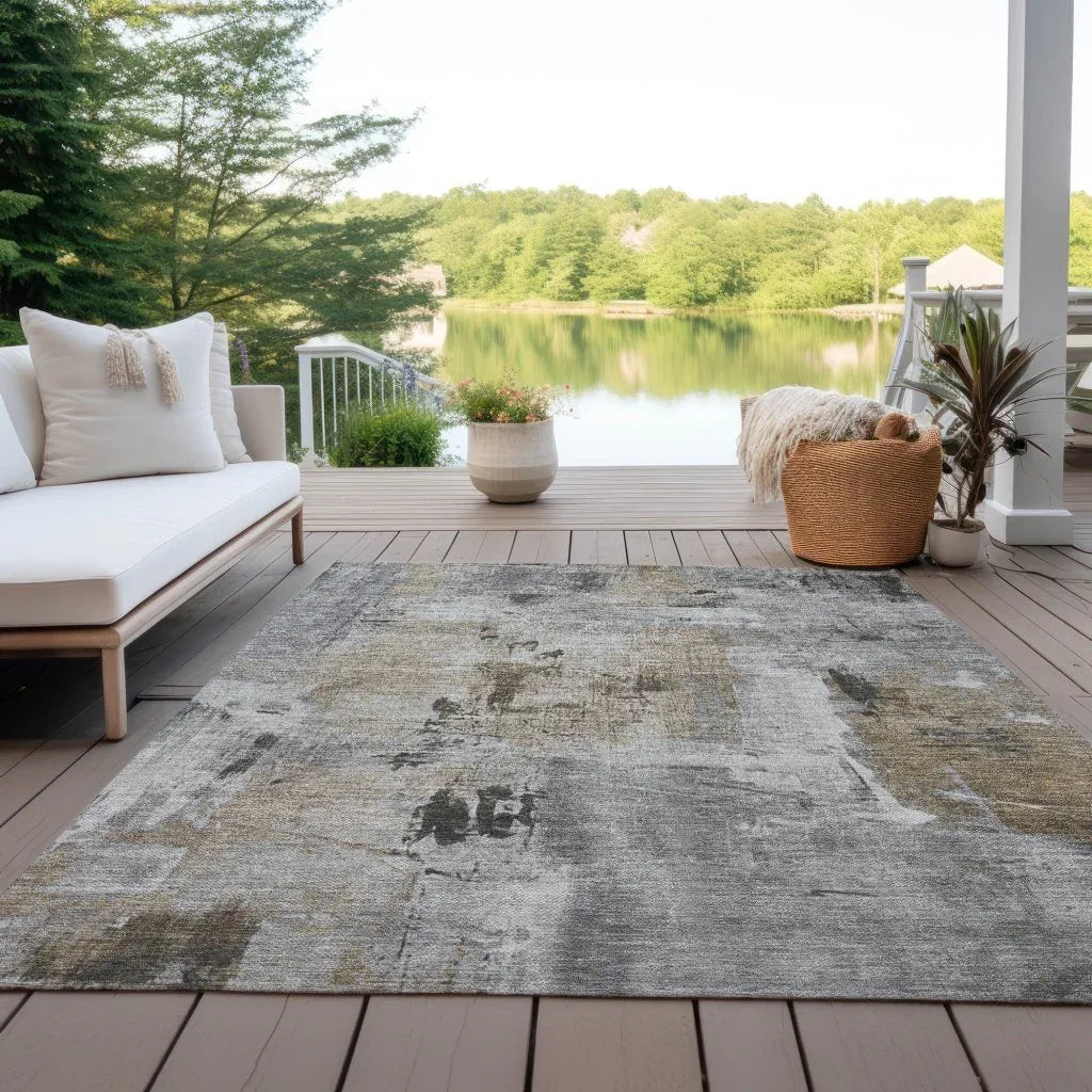 LOOMLAN Rugs Aria Gray Washable Indoor-Outdoor Rug