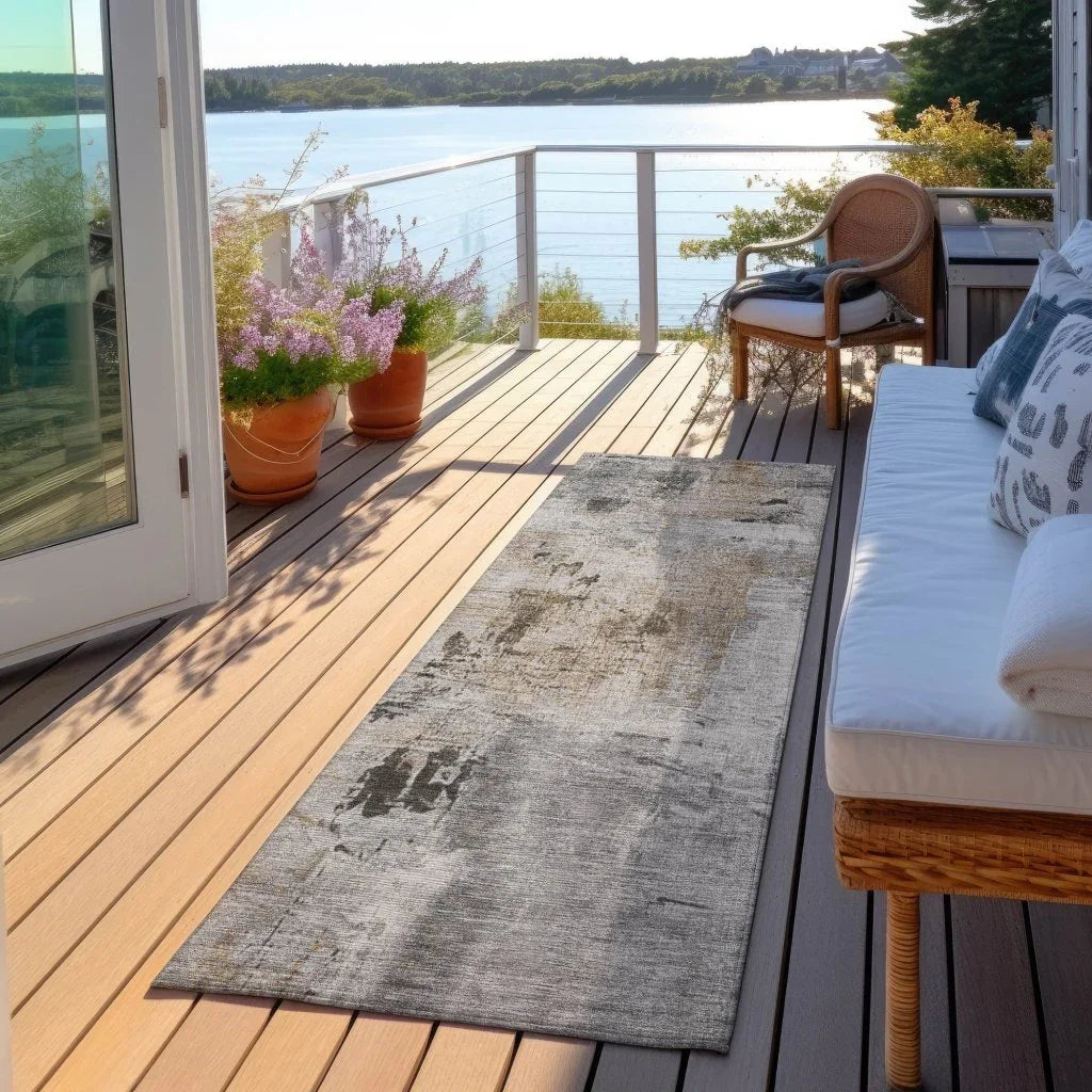 LOOMLAN Rugs Aria Gray Washable Indoor-Outdoor Rug