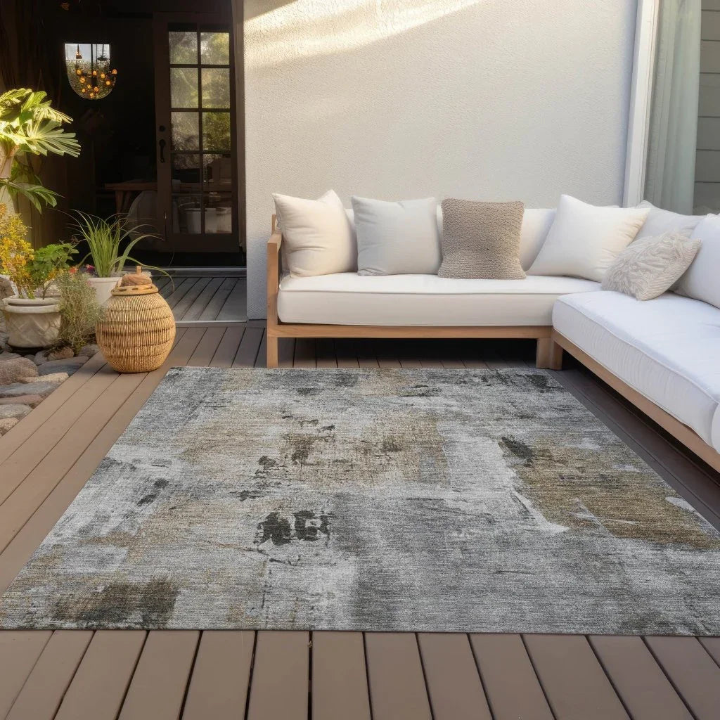 LOOMLAN Rugs Aria Gray Washable Indoor-Outdoor Rug