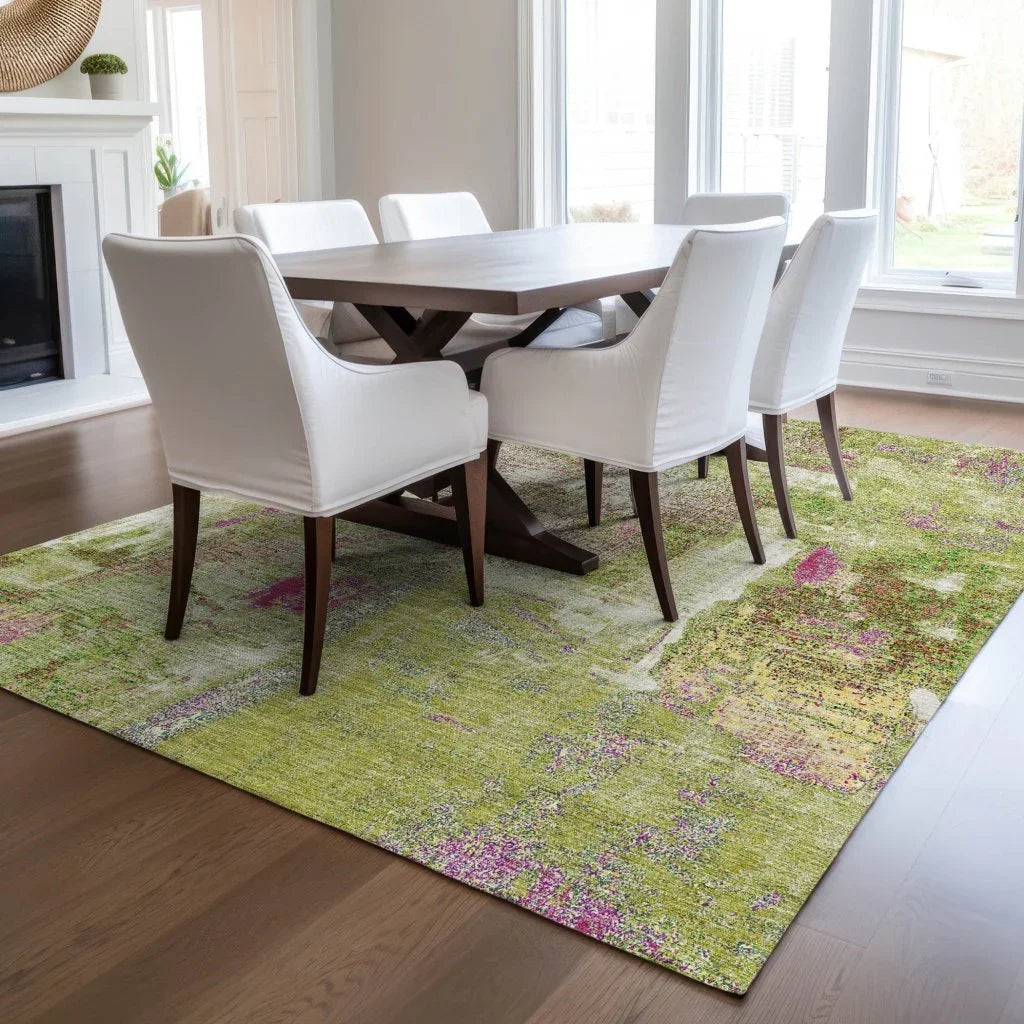 LOOMLAN Rugs Aria Lime Washable Indoor-Outdoor Rug