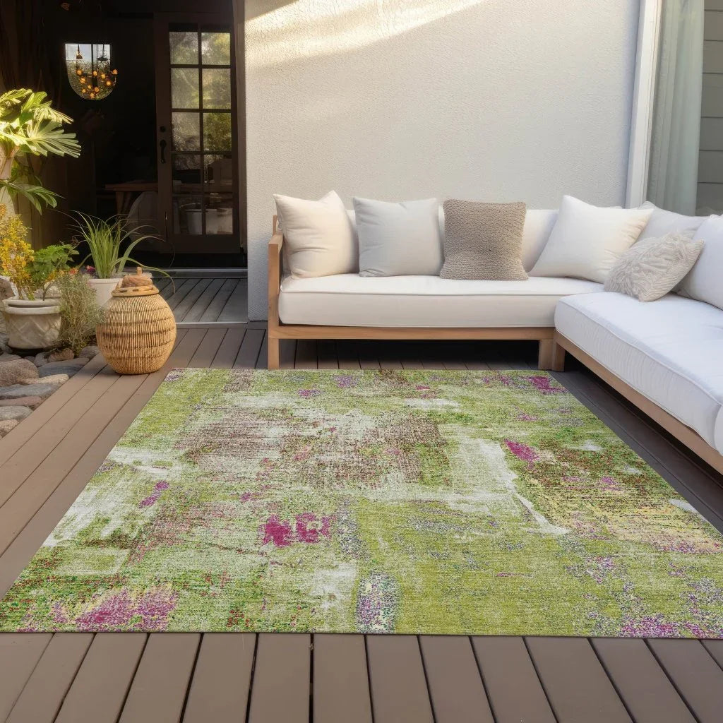 LOOMLAN Rugs Aria Lime Washable Indoor-Outdoor Rug