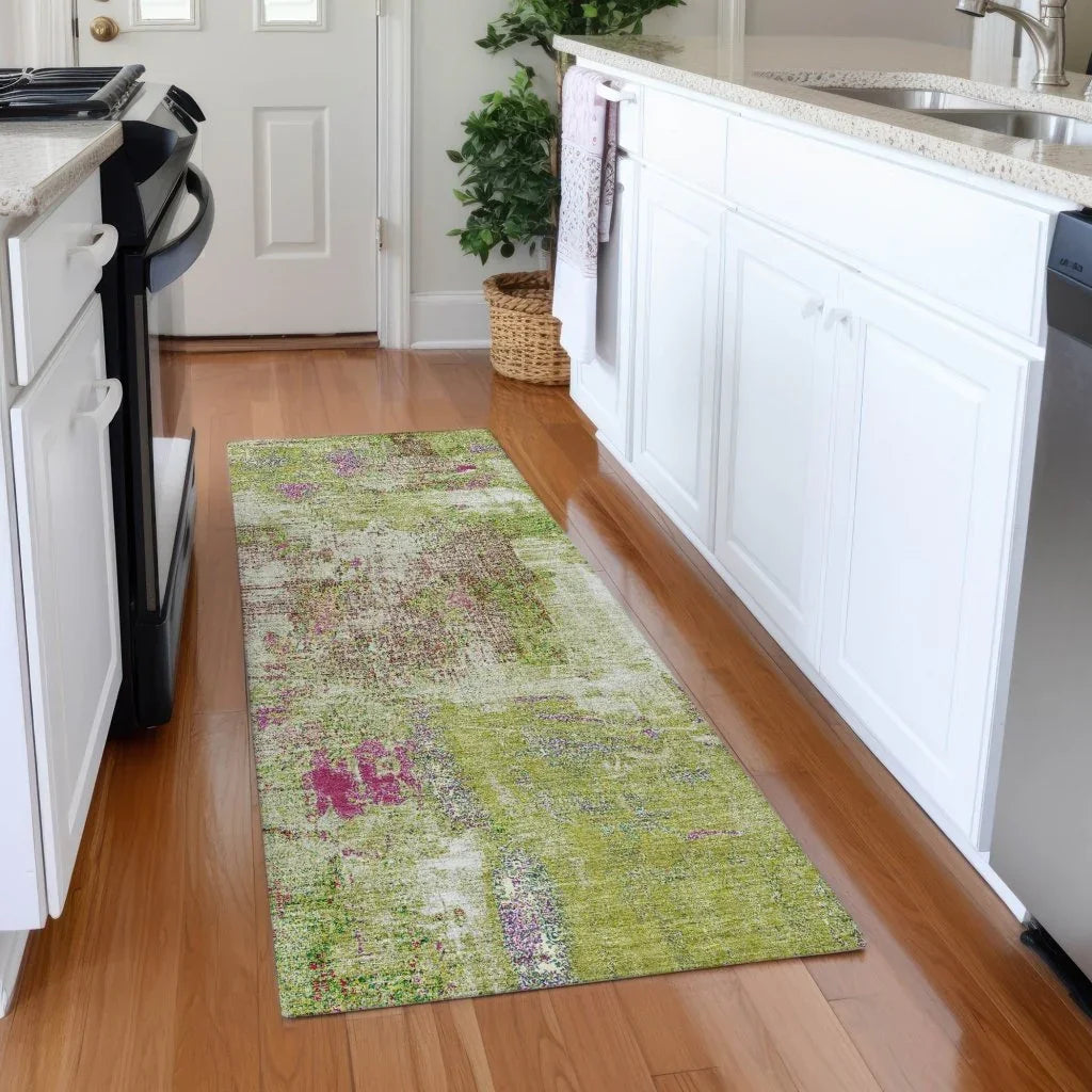 LOOMLAN Rugs Aria Lime Washable Indoor-Outdoor Rug