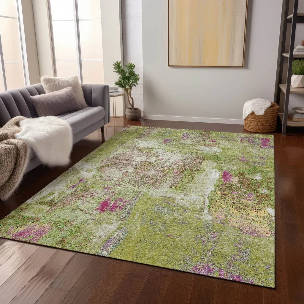 LOOMLAN Rugs Aria Lime Washable Indoor-Outdoor Rug