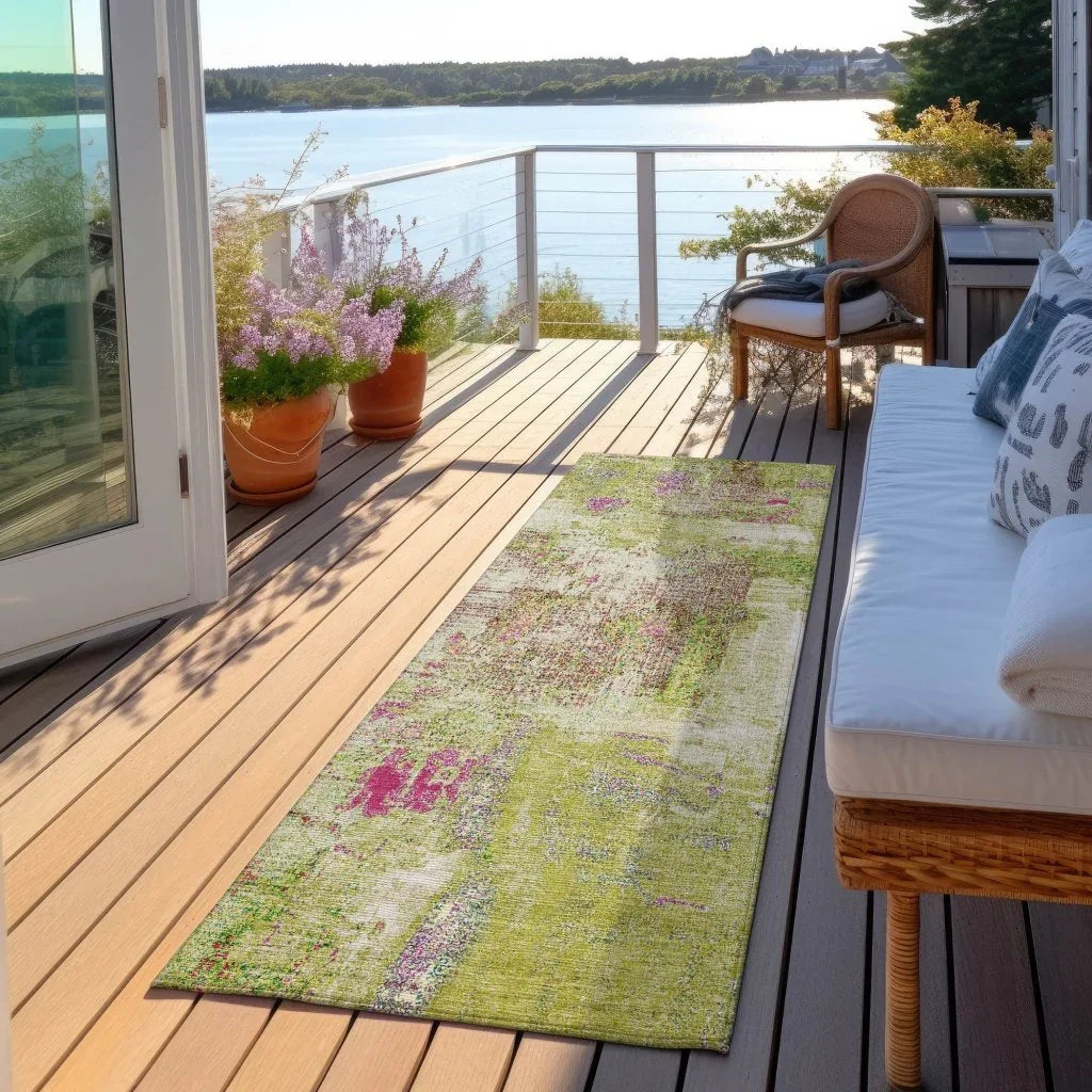 LOOMLAN Rugs Aria Lime Washable Indoor-Outdoor Rug