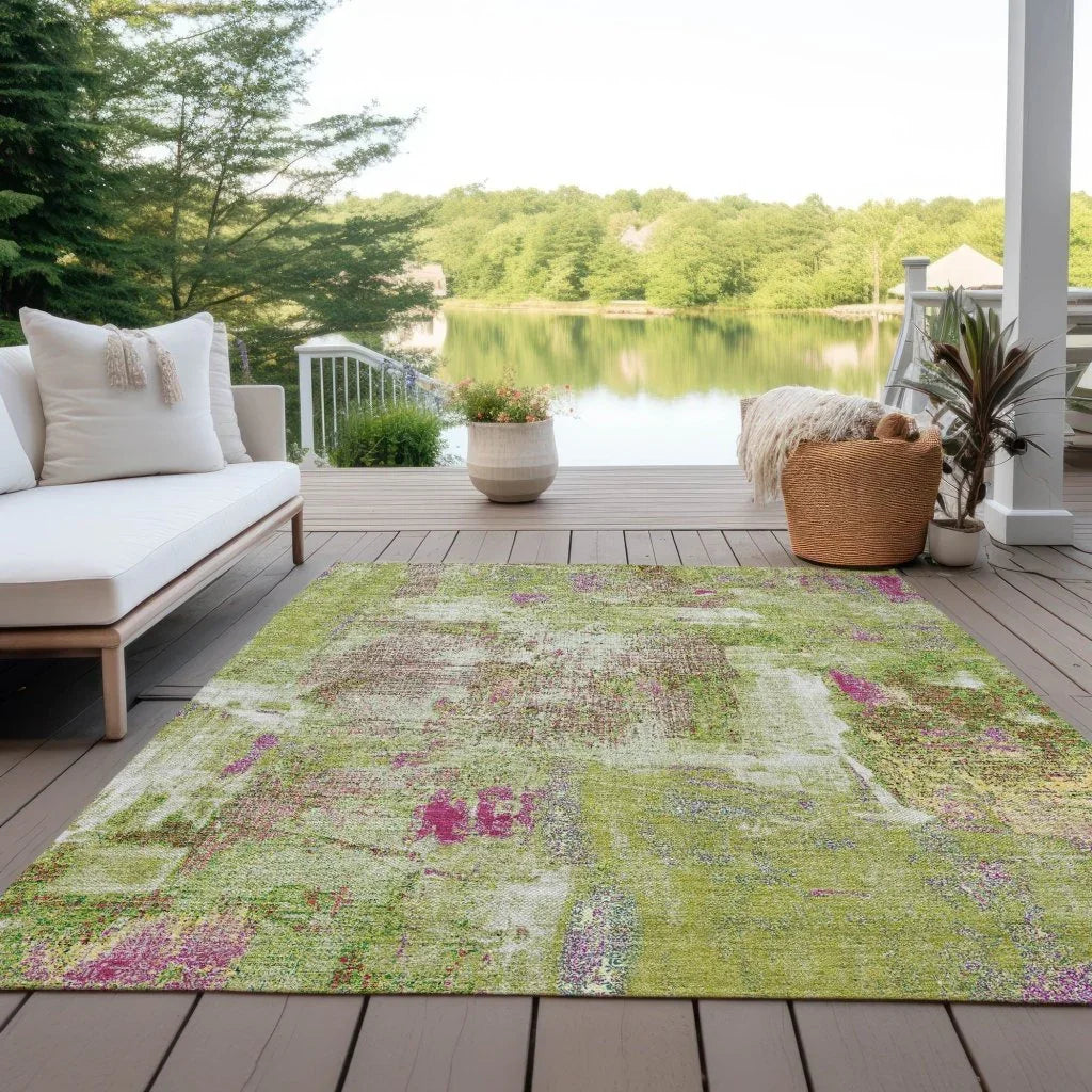 LOOMLAN Rugs Aria Lime Washable Indoor-Outdoor Rug
