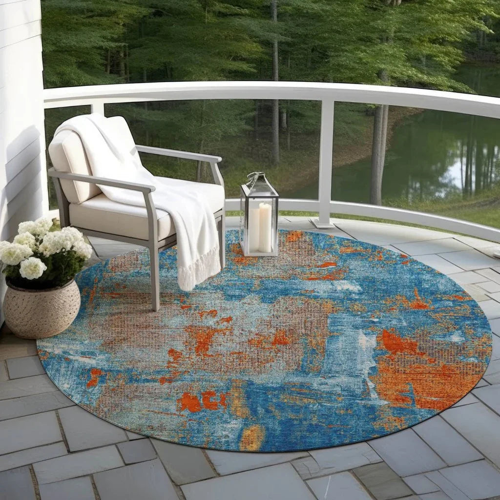 LOOMLAN Rugs Aria Navy Washable Indoor-Outdoor Rug