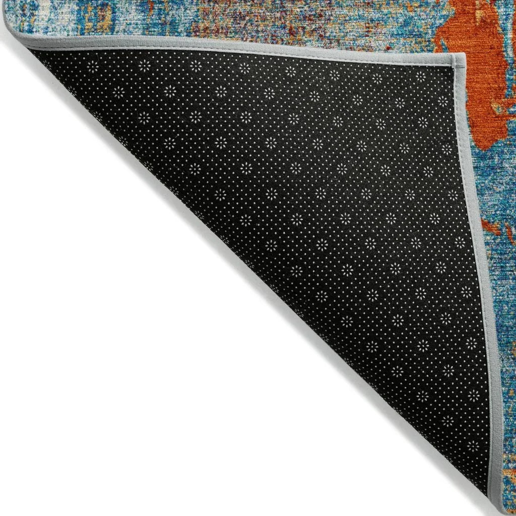 LOOMLAN Rugs Aria Navy Washable Indoor-Outdoor Rug