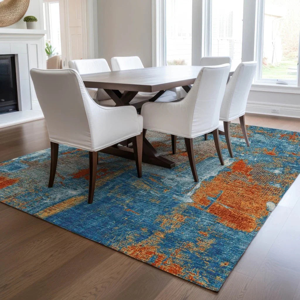 LOOMLAN Rugs Aria Navy Washable Indoor-Outdoor Rug