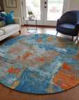 LOOMLAN Rugs Aria Navy Washable Indoor-Outdoor Rug