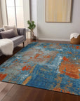 LOOMLAN Rugs Aria Navy Washable Indoor-Outdoor Rug