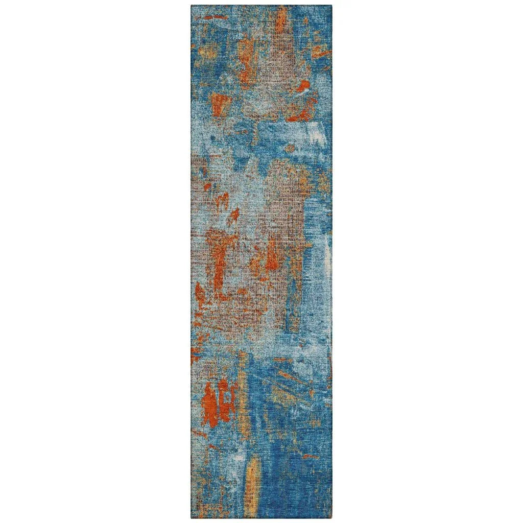 LOOMLAN Rugs Aria Navy Washable Indoor-Outdoor Rug