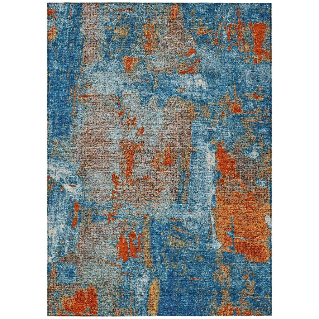 LOOMLAN Rugs Aria Navy Washable Indoor-Outdoor Rug