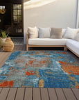 LOOMLAN Rugs Aria Navy Washable Indoor-Outdoor Rug