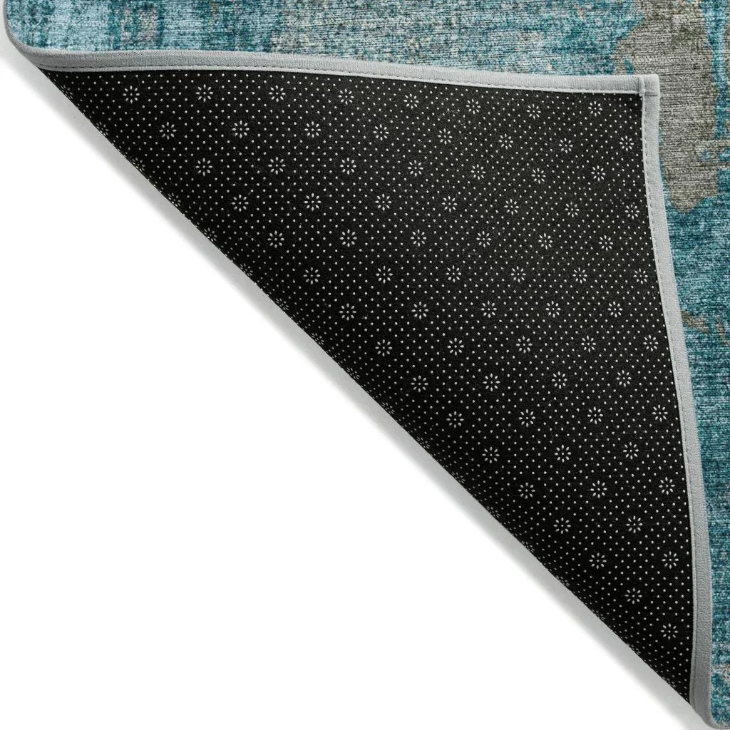 LOOMLAN Rugs Aria Teal Washable Indoor-Outdoor Rug