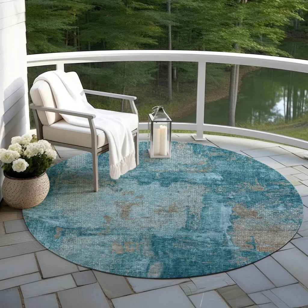 LOOMLAN Rugs Aria Teal Washable Indoor-Outdoor Rug