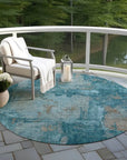 LOOMLAN Rugs Aria Teal Washable Indoor-Outdoor Rug