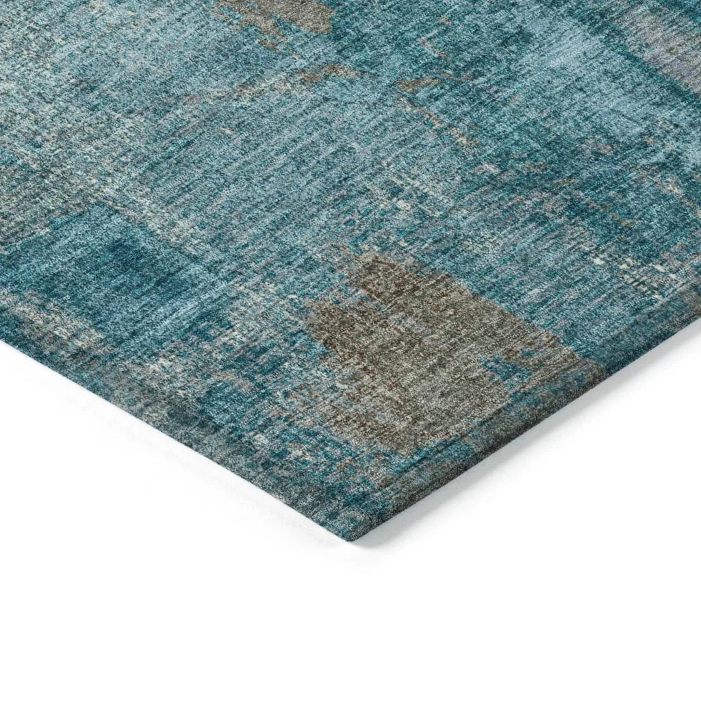 LOOMLAN Rugs Aria Teal Washable Indoor-Outdoor Rug