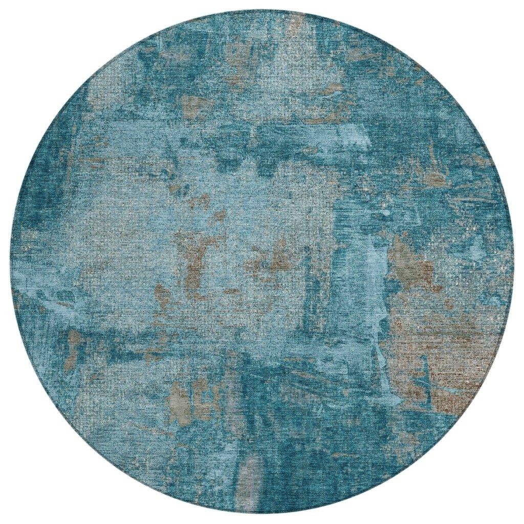 LOOMLAN Rugs Aria Teal Washable Indoor-Outdoor Rug