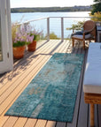 LOOMLAN Rugs Aria Teal Washable Indoor-Outdoor Rug
