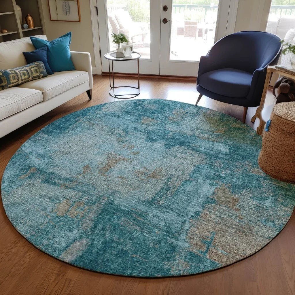 LOOMLAN Rugs Aria Teal Washable Indoor-Outdoor Rug