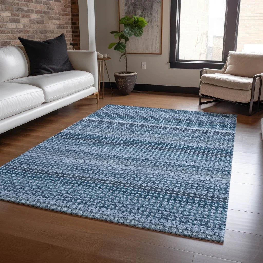 LOOMLAN Rugs Ariaelle Blue Washable Indoor-Outdoor Rug