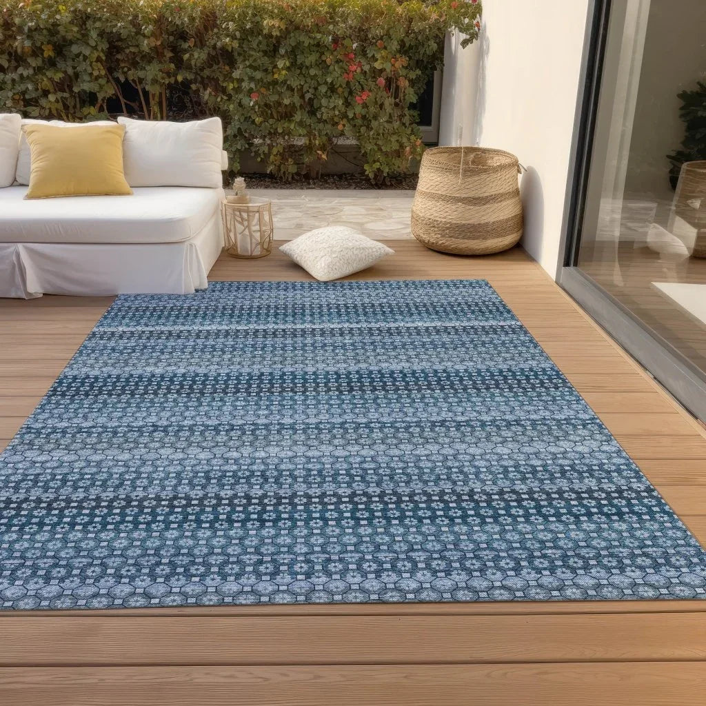LOOMLAN Rugs Ariaelle Blue Washable Indoor-Outdoor Rug