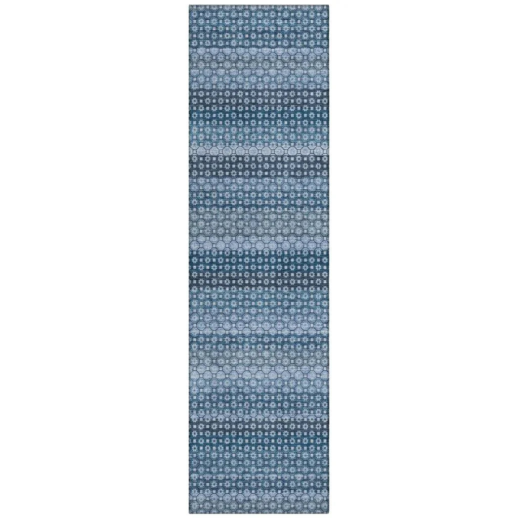 LOOMLAN Rugs Ariaelle Blue Washable Indoor-Outdoor Rug
