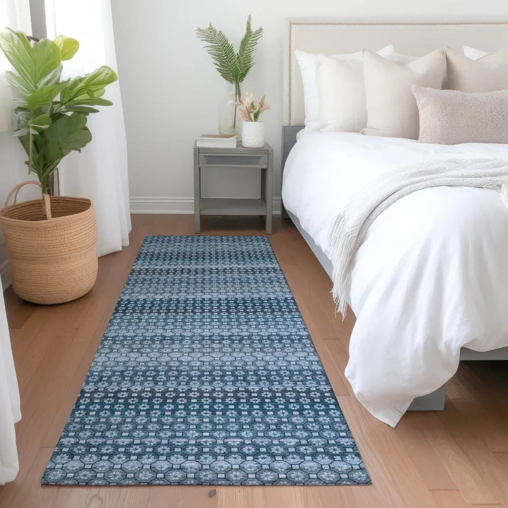 LOOMLAN Rugs Ariaelle Blue Washable Indoor-Outdoor Rug