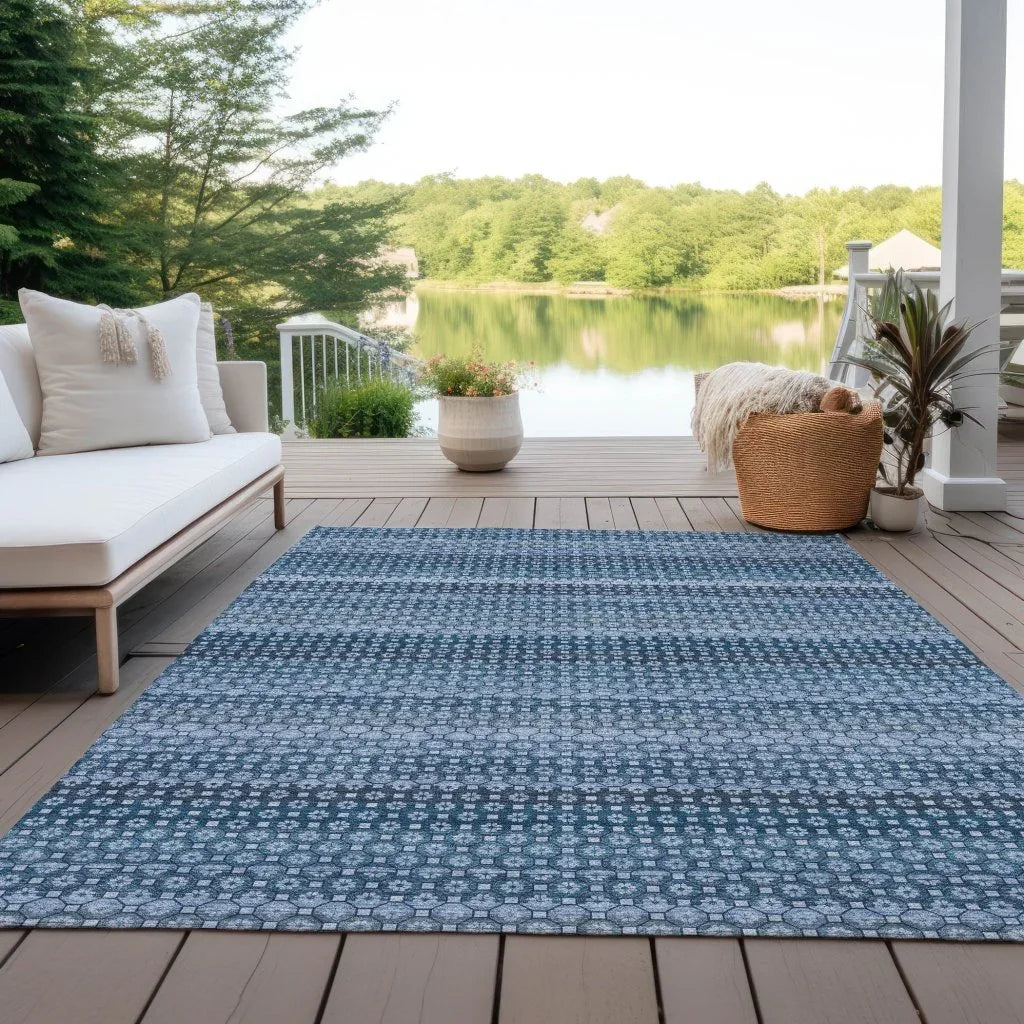 LOOMLAN Rugs Ariaelle Blue Washable Indoor-Outdoor Rug