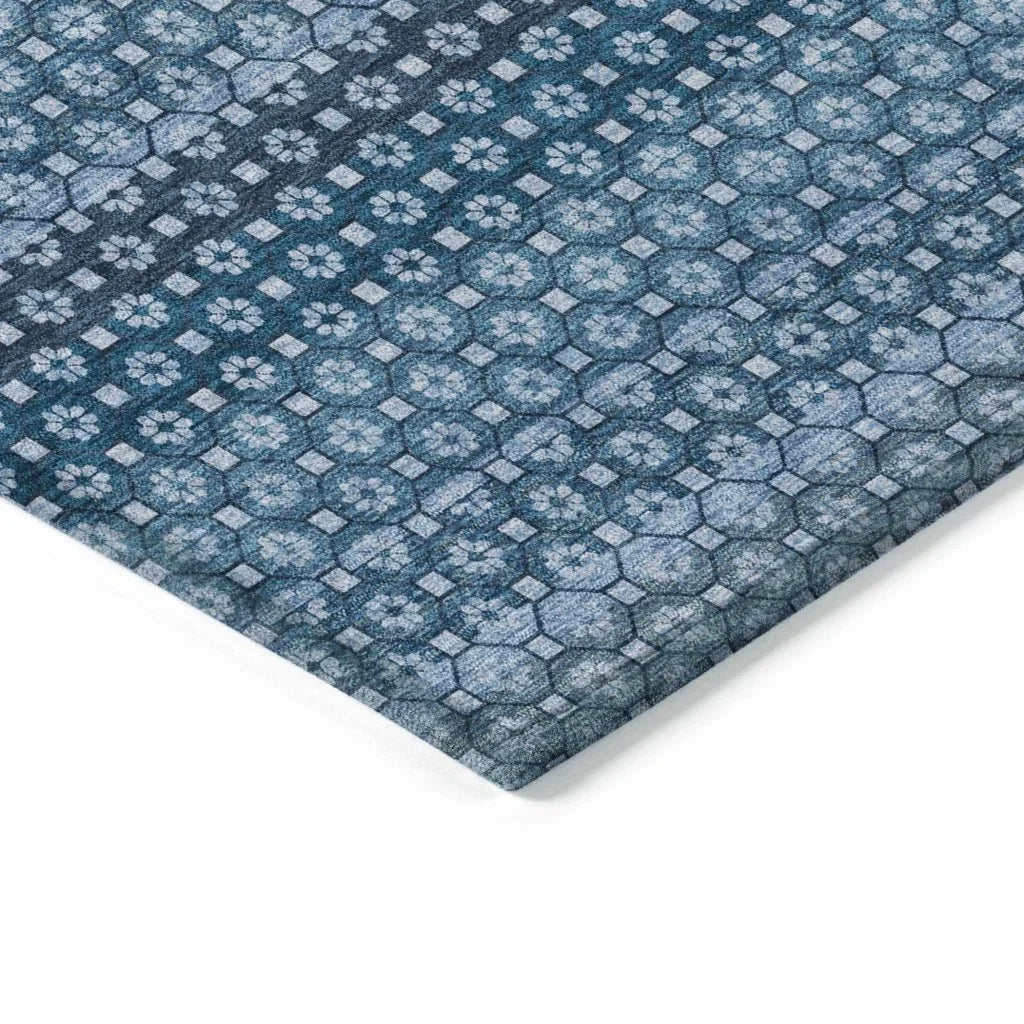 LOOMLAN Rugs Ariaelle Blue Washable Indoor-Outdoor Rug
