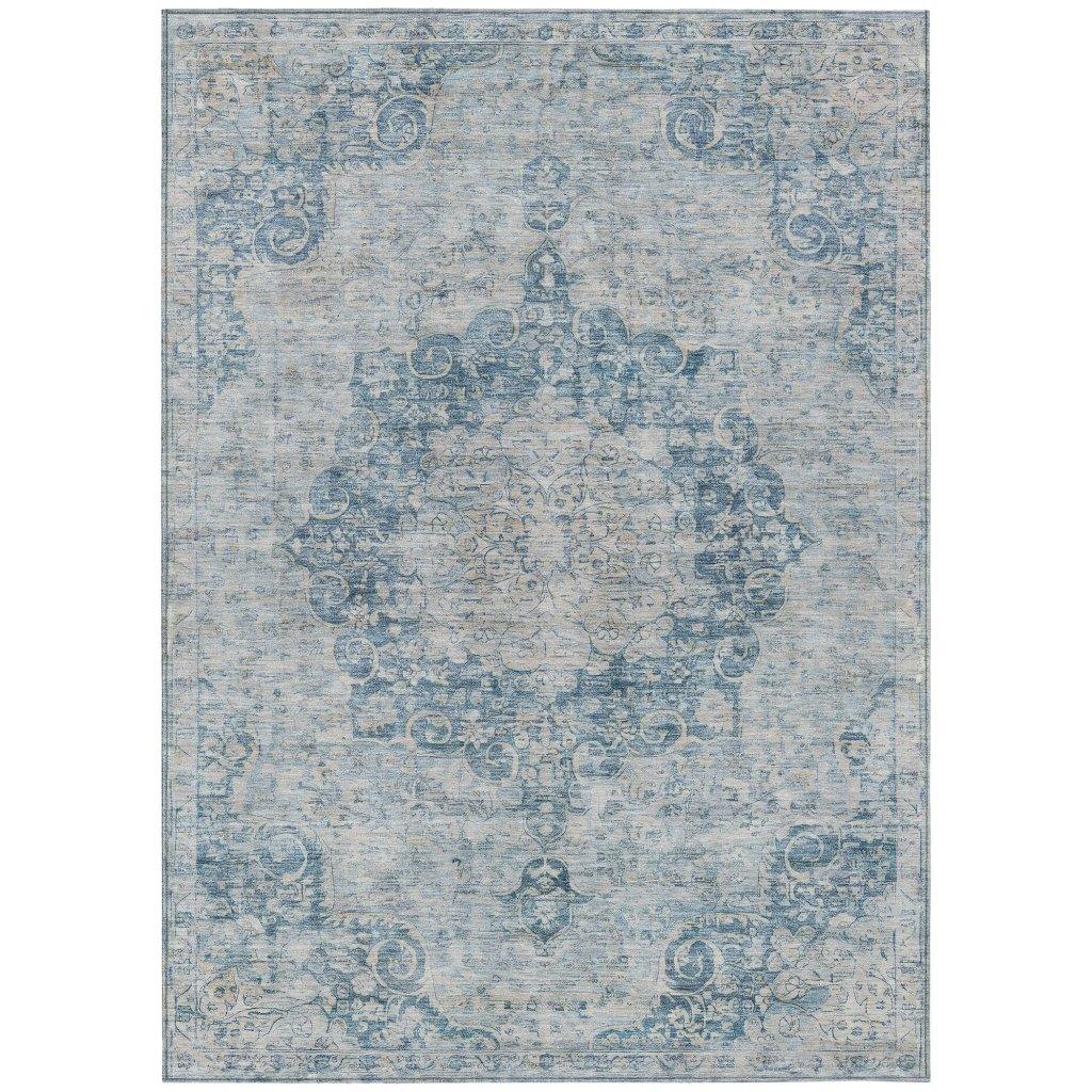 LOOMLAN Rugs Arienne Blue Washable Indoor-Outdoor Rug