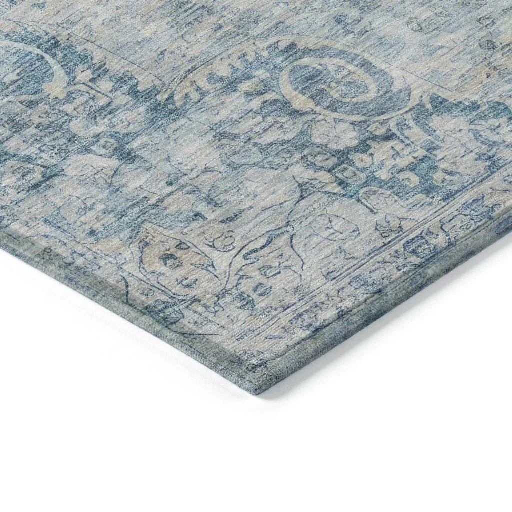 LOOMLAN Rugs Arienne Blue Washable Indoor-Outdoor Rug