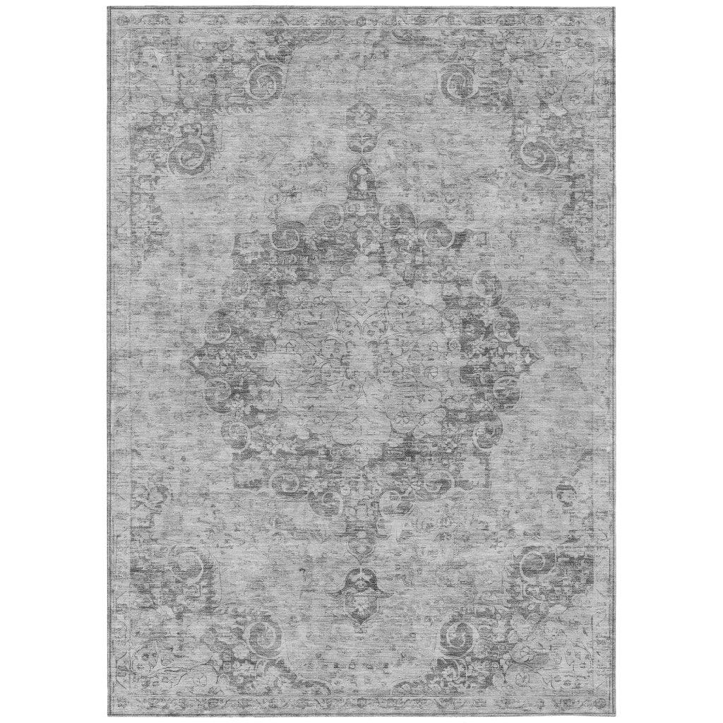LOOMLAN Rugs Arienne Gray Washable Indoor-Outdoor Rug