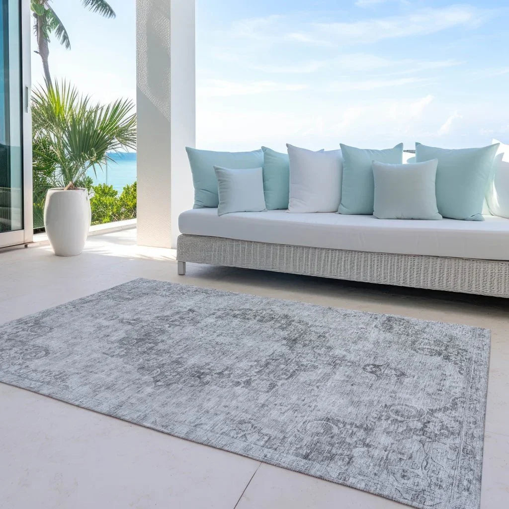 LOOMLAN Rugs Arienne Gray Washable Indoor-Outdoor Rug