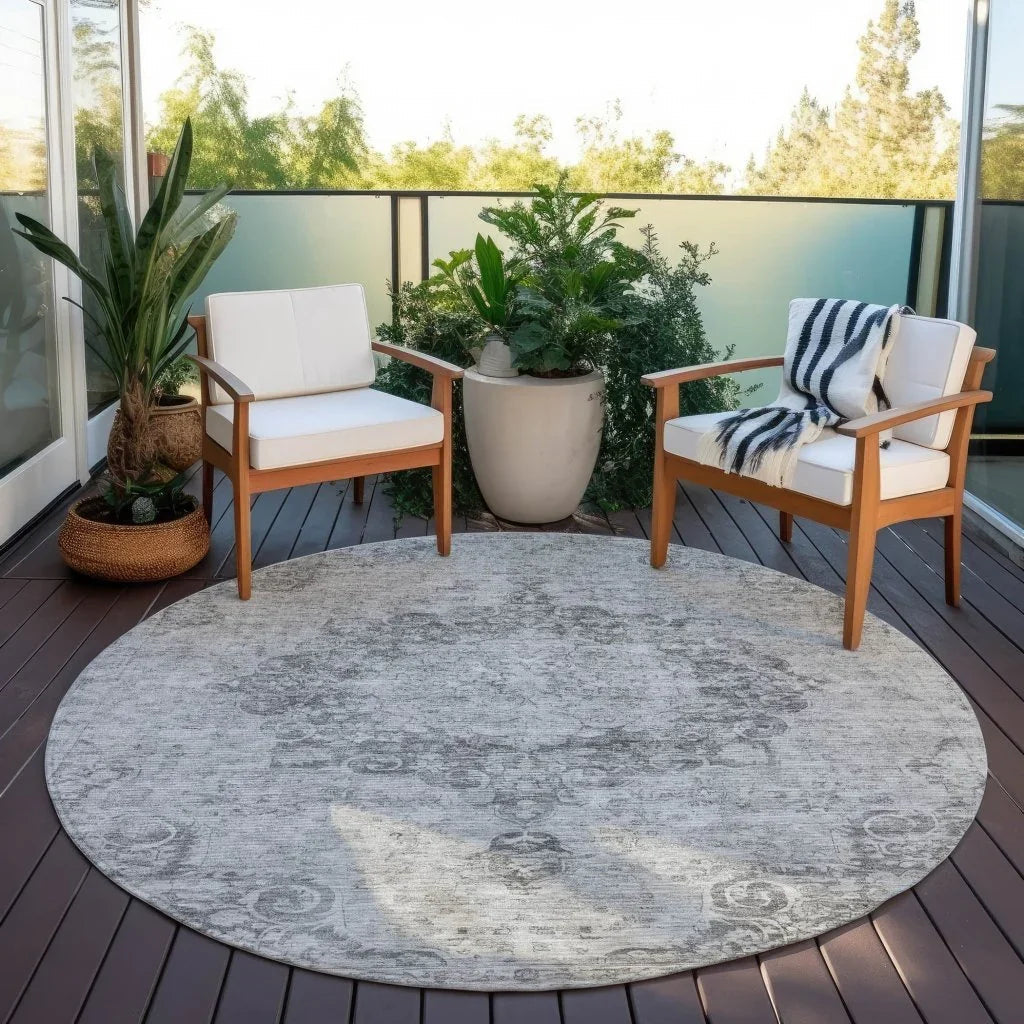 LOOMLAN Rugs Arienne Gray Washable Indoor-Outdoor Rug