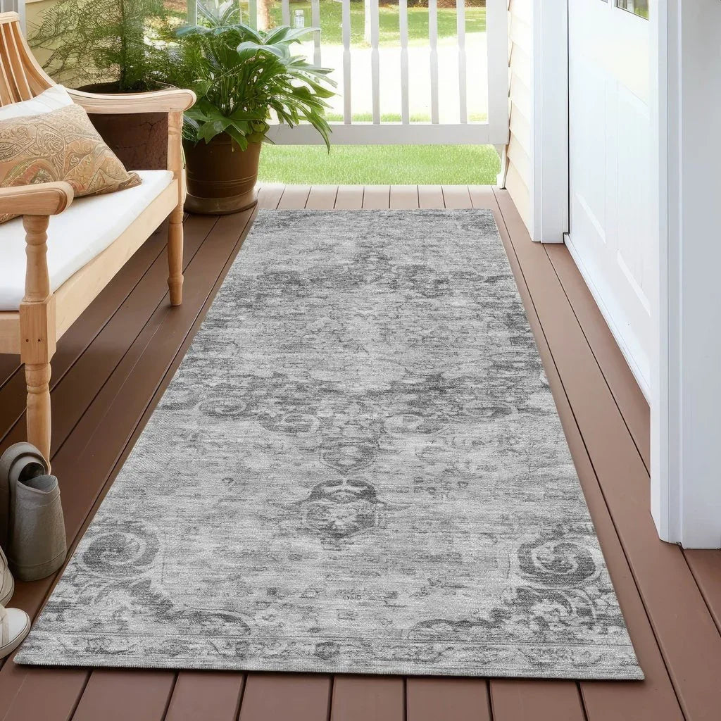 LOOMLAN Rugs Arienne Gray Washable Indoor-Outdoor Rug