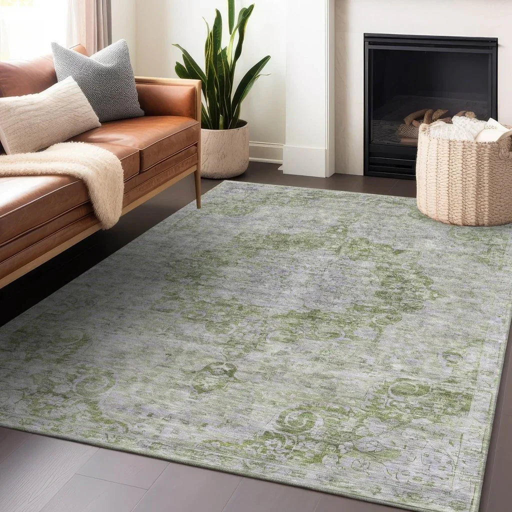 LOOMLAN Rugs Arienne Olive Washable Indoor-Outdoor Rug