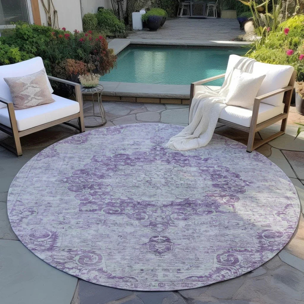 LOOMLAN Rugs Arienne Purple Washable Indoor-Outdoor Rug