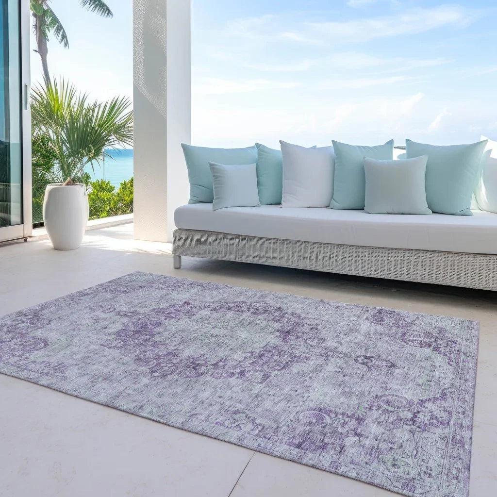 LOOMLAN Rugs Arienne Purple Washable Indoor-Outdoor Rug