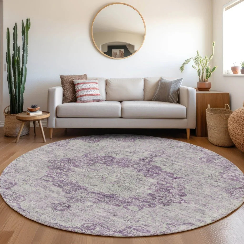 LOOMLAN Rugs Arienne Purple Washable Indoor-Outdoor Rug